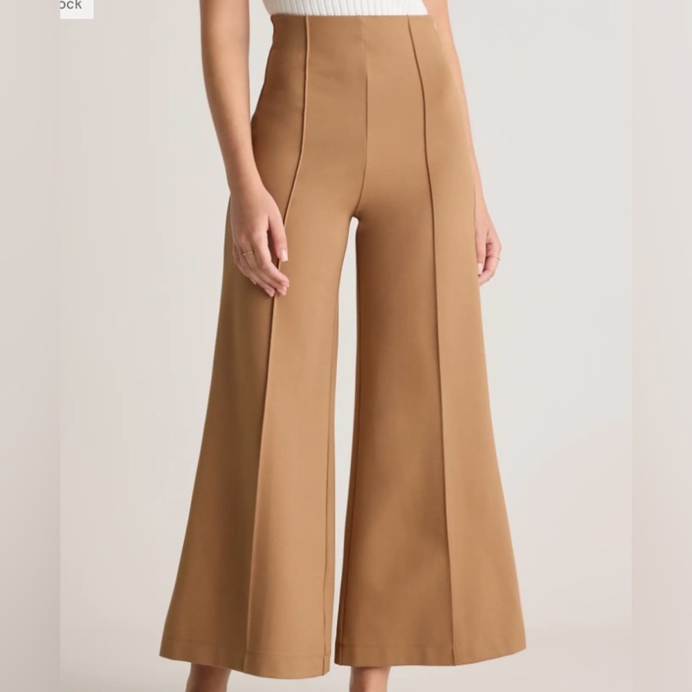 High-Waisted Wide-Leg Tan Quince Pants
